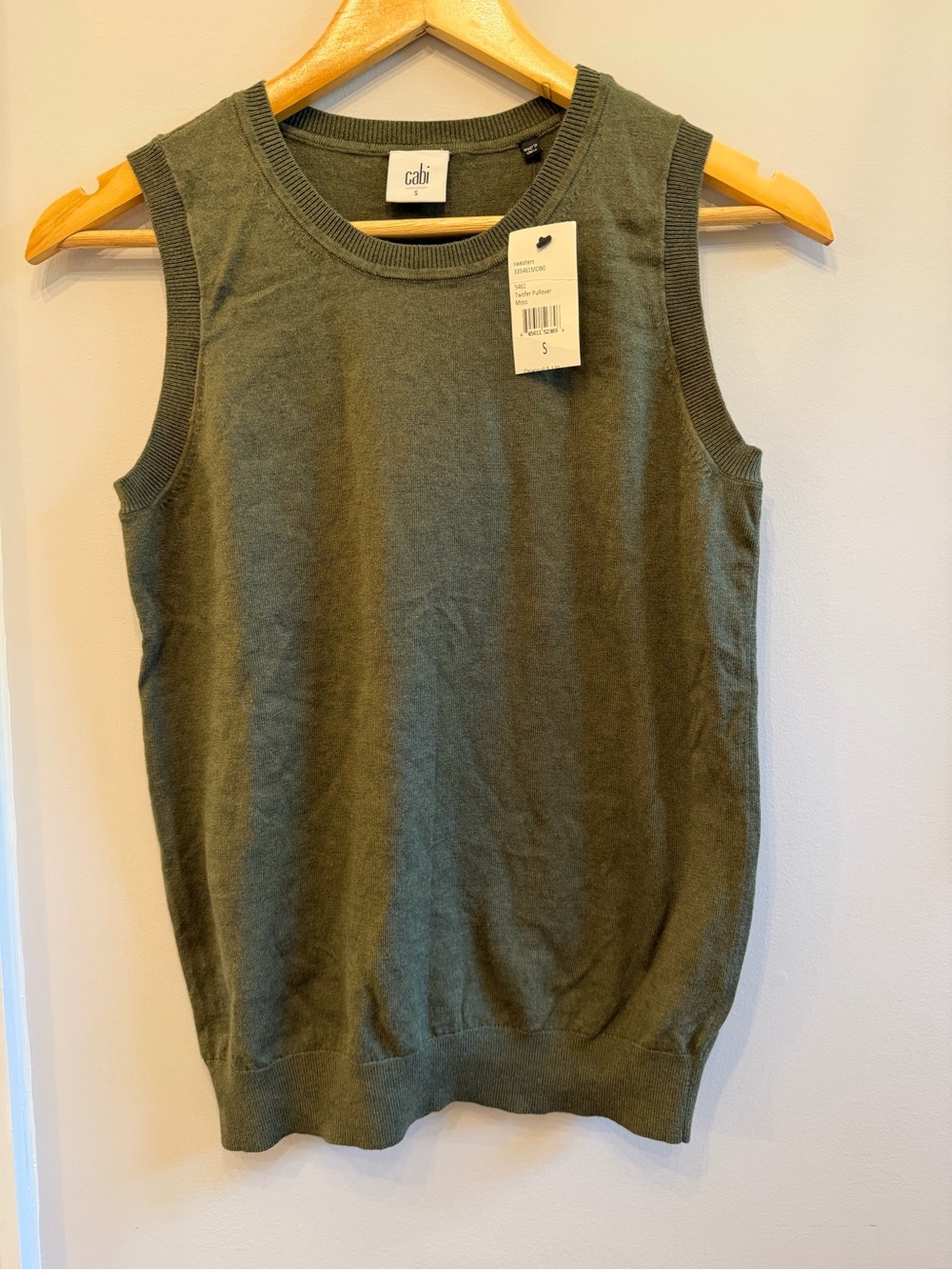 CAbi Olive Green Knit Sleeveless Sweater Tank Top - Picture 1 of 3